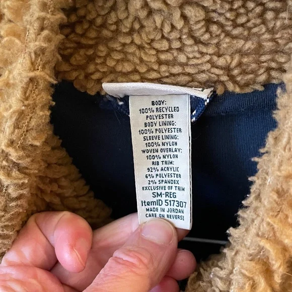 L.L. Bean Tan Fleece Jacket with Navy Accents - Picture 4 of 4